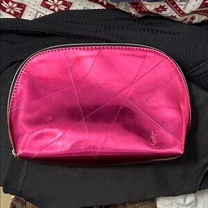 YSL BEAUTE Pink Patent Cosmetic Pouch Bag